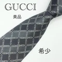 GUCCI グレー チェック ネクタイ ロゴ 希少 レア グッチ 美品 ブランド