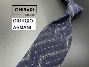 【超美品】GIORGIO ARMANI　アルマーニ　レジメンタル柄　ネクタイ　3本以上送料無料　ネイビー　0504041