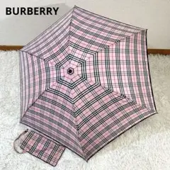 【美品】BURBERRY バーバリー 折り畳み傘 ノバチェック ピンク