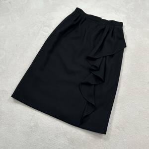 Christian Dior フロントフリル スカート ブラック L ディオール フリル アシンメトリー アシメ ウール スカート ブラック 黒 L ビンテージ