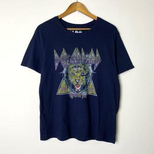 古着 ロック バンド Tシャツ デフレパード DEF LEPPARD M 紺色