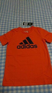 〇♪137☆未使用・保管品☆adidas☆climalite☆　半袖Tシャツ　オレンジ130