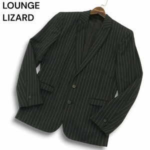 LOUNGE LIZARD ラウンジリザード 通年 総裏 ウール★ ストライプ テーラード ジャケット Sz.3　メンズ 黒 日本製　A4T09777_9#O