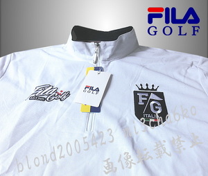 ■新品【FILA GOLF】フィラゴルフ 接触冷感 ハーフZIP半袖シャツ＋インナー レイヤードセット■WH/LL