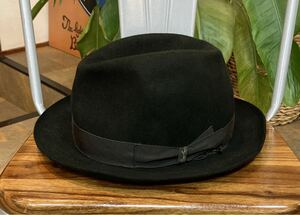 Borsalino／ボルサリーノ／中折れハット／ブラック／サイズ約58㌢／MADE IN ITALY