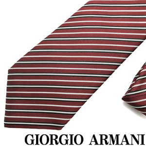 GIORGIO ARMANI ネクタイ ジョルジオアルマーニ ブランド シルク ストライプ レッド 【剣先幅:8cm】 360054-907-00174