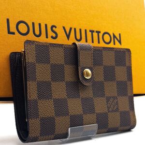 LOUIS VUITTON箱付き未使用に近いダミエエベヌポルトフォイユヴィエノワがま口財布２つ折り財布 ルイヴィトン N61664 二つ折り財布