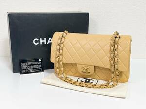 ☆極美品☆CHANELシャネル ショルダーバッグ ダブルフラップ Wフラップ　ラムスキン マトラッセ ベージュ ココマーク チェーンショルダー