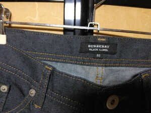 バーバリーブラックレーベル ハーフパンツ デニム インディゴ ネイビー 濃紺 BURBERRY BLACK LABEL 85 ホースマーク 新品未使用 希少 LL XL