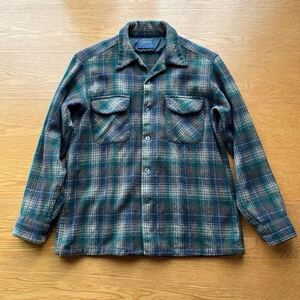 PENDLETON BOARD SHIRT ペンドルトン　ボードシャツ　1970年代 ビンテージ USA製　70s オンブレ シャドウ チェック グリーン 緑 ブラウン