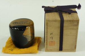 T　輪島塗　初代高崎秋峰　柴舟蒔絵　棗　　　茶器　茶入　状態良好　共箱　4390