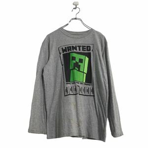 MINECRAFT ロンT ロングTシャツ キッズ XL グレー マインクラフト クリーパー 古着卸 アメリカ仕入 a507-6147