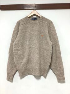 か1567 Polo by Ralph Lauren ラルフローレン ウールセーター ニット L ベージュ クルーネック 