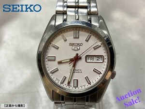 【可動品】 SEIKO セイコー ５ オートマチック 21石 腕時計 デイデイト 裏スケルトン 文字盤/ホワイト 7S26-03B0
