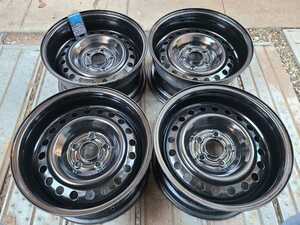 ナカテツ 16×8.5J+14 5H114.3 ハブ径64mm 4本no.204 リバース 内バルブ 加工鉄チン 深リム スチール 加工てっちん