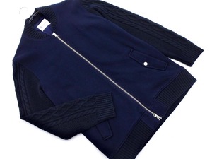 THE SHOP TK ザショップティーケー タケオキクチ ニット 切替 ブルゾン ジャケット sizeL/紺 ◇■ ☆ ekc9 メンズ