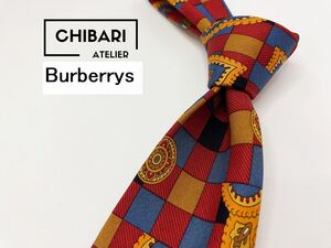 【超美品】Burberrys　バーバリー　ペイズリー柄 ネクタイ 3本以上 送料無料 メンズ ワインレッド系　1103082