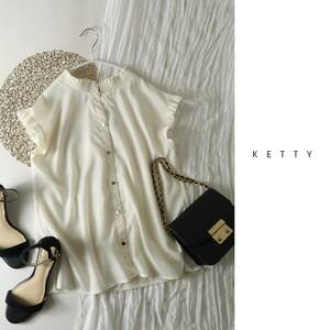 ケティ KETTY☆≪手洗い可能≫ 前後2WAYフリル半袖ブラウス 2サイズ☆E-M 2687