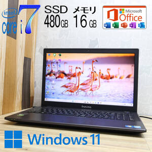 ★美品 最上級4世代4コアi7！SSD480GB メモリ16GB★IN7I-15H7100 Core i7-4710MQ Webカメラ Win11 MS Office2019 Home&Business★P80806