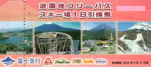 【大黒屋】 富士急行 株主優待 遊園地フリーパス スキー場1日引換券【1枚】2025年5月31日　富士急ハイランド　