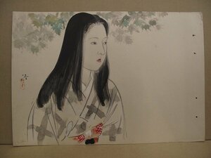 A6101 【真作】小早川清 着物女性 美人画 紙本 肉筆 約46×32cm 日本画 戦前