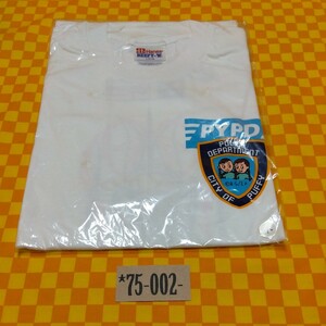 ★75-002- PUFFY パフィー Ｔシャツ 【 PYPD POLICE DEPARTMENT CITY OF PUFFY 】【 小 】Hanes BEEFY 【Ｌ(14-16)】未開封 未着用 染み