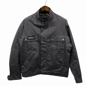 イングランド製 Belstaff ベルスタッフ ナイロン シングルライダース ジャケット 防寒 バイクウェア グレー (メンズ L) 中古 古着 O8482