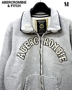 M【Abercrombie & Fitch Sweat Zip Jacket Gray アバクロンビー&フィッチ スウェット ジップ ジャケット グレー ダメージ加工】