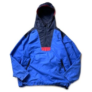 アウトドア! 90s HELLY HANSEN ヘリーハンセン ヴィンテージ アノラックパーカー ナイロンジャケット ブルー ネイビー 青 紺 赤 M メンズ