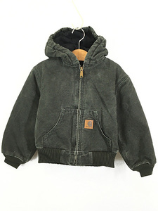 キッズ 古着 90s Carhartt 防寒 パデット ダック ワーク アクティブ パーカー XS 4-5歳位 古着