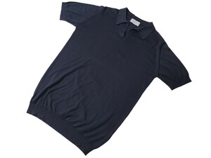  メンズ S ジョンスメドレー 最高級コットン スキッパーポロシャツ NOAH ネイビー JOHN SMEDLEY イギリス製★