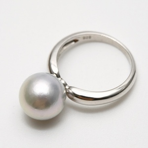 アコヤ真珠パールリング【指輪】 　10.0-10.5mm　ナチュラルカラー　シルバー製リング枠