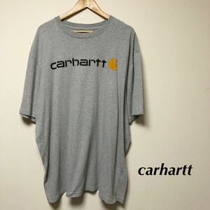 carhartt /ORIGINAL FIT /カーハート メンズ2XL 半袖Tシャツ トップス ビッグロゴ グレー プリントTシャツ ワーク アメカジ USA古着 
