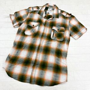 1471◎ DIESEL Co. ディーゼル トップス シャツ フルボタン 半袖 カジュアル チェック カーキ ホワイト オレンジ メンズS