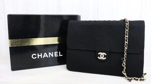 【行董】CHANEL シャネル マトラッセ コットンジャージー チェーンショルダーバッグ ブラック ゴールド金具 鞄 カバン 箱付属 DE302ABH44