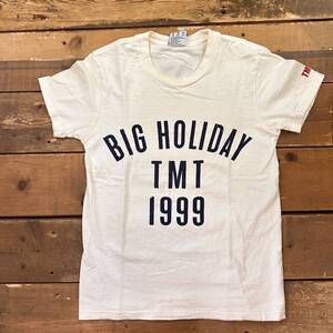 tmt / ティーエムティー big holiday tee tシャツ 染み込みプリント ホワイト メンズ sサイズ アメカジ used 