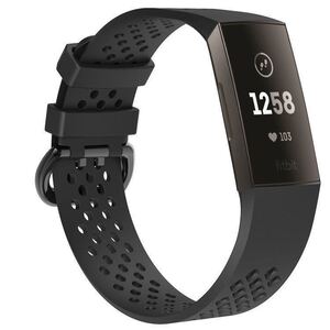 Fitbit Charge 4 / Charge 3 交換ベルト替えベルト　ラバーベルト　スポーツバンド　通気性　Sサイズ　黒　ブラック