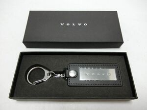 未使用品 VOLVO /ボルボ 革製 オリジナル キーホルダー キーリング ブラック黒＆シルバー銀／YJ241004016