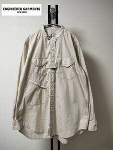 Engineered Garments/エンジニアド ガーメンツ/EG Banded Collar Shirt/バンドカラーシャツ/ロング丈/斜めZIPポケット×フラップポケット