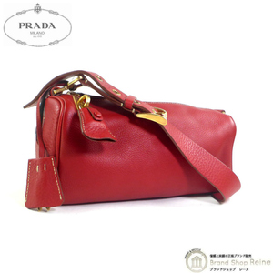 プラダ （PRADA） レザー ショルダー 南京錠 鍵付き バッグ レッド（中古）