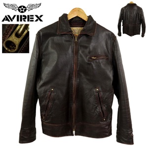 【B2166】【美品】【USED加工】AVIREX アビレックス レザージャケット 牛革 6141017 サイズM