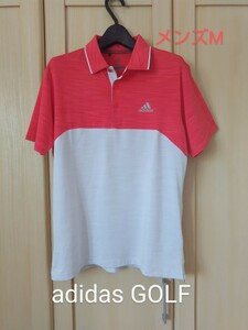 adidas GOLF メンズM アディダス ゴルフ ストレッチ 半袖ポロシャツ 赤/白 バイカラー 正規品 送料無料