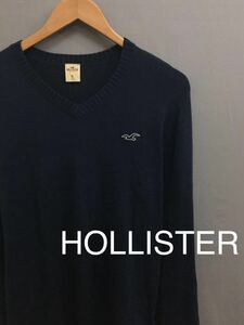 ホリスター HOLLISTER セーター 長袖 Ｖネック ネイビー メンズ Mサイズ !●&