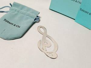 正規 限定 TIFFANY&CO ティファニー 音符♪ アーティストマネークリップ シルバー925 財布 7.7×3.5cm ブックマーカー しおり◎男女兼用可!