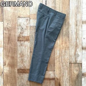 【極美品】GERMANO ジェルマーノ ストライプ ウール テーパード スラックス パンツ 46 グレー BEAMSF取扱