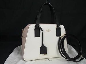 1円 ■極美品■ kate spade ケイトスペード レザー 2WAY クロスボディ ハンドバッグ トート ショルダー 斜め掛け アイボリー系 AY6350