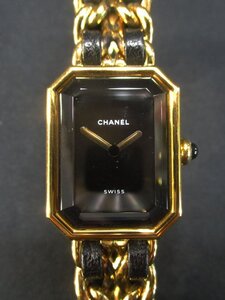 R5078 CHANEL シャネル プルミエールL 腕時計 オーバーホール バッテリー交換済/革 ゴールド クォーツ レディース ブランド腕時計 稼働品