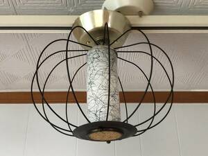 1950’s 60’s USA Vintage Mid-Century Glass shade and wire frameミッドセンチュリー モダン 天井 照明