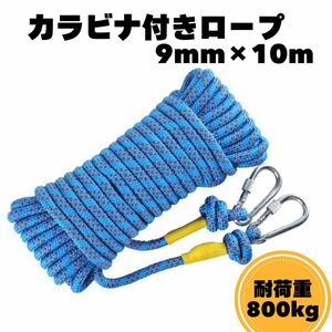 多目的ロープ パラコード テントロープ 物干し カラビナ 10m アウトドア キャンプ ガイロープ 強力 耐久性 クライミング タープ 送料無料