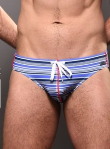 即決新品 7979-SavoST M-アンドリュー クリスチャン Andrew Christian Savoy Stripe Bikini スイムビキニブリーフ 現品表記サイズ M